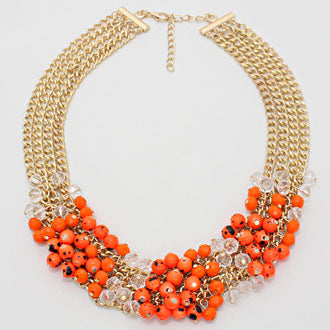 iLLASPARKZ Layered Crystal Bubble Stained Chain Necklace