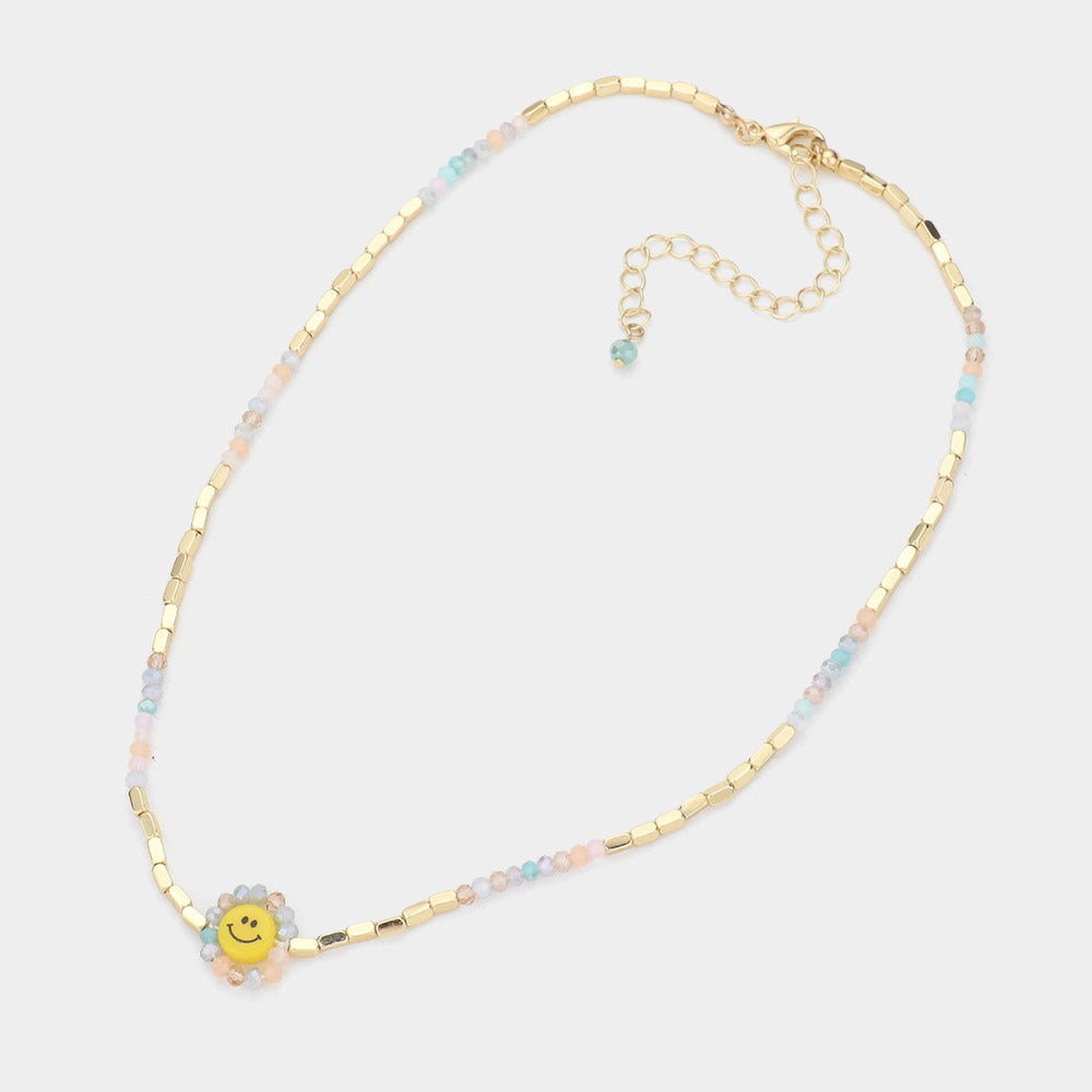 iLLASPARKZ Faceted Bead Trimmed Smile Accented Necklace