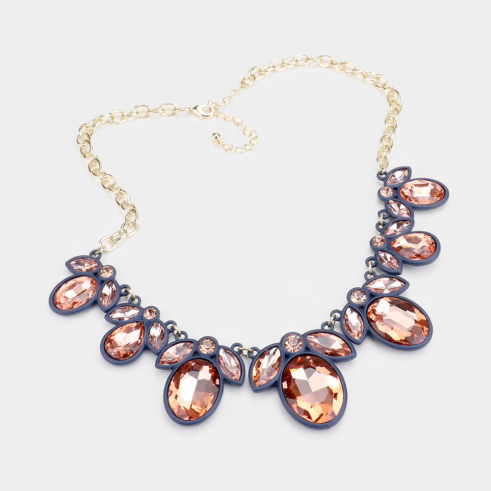 iLLASPARKZ Oval Marquise Glass Crystal Collar Necklace