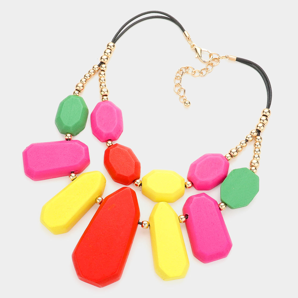iLLASPARKZ Abstract Wood Double Layered Necklace