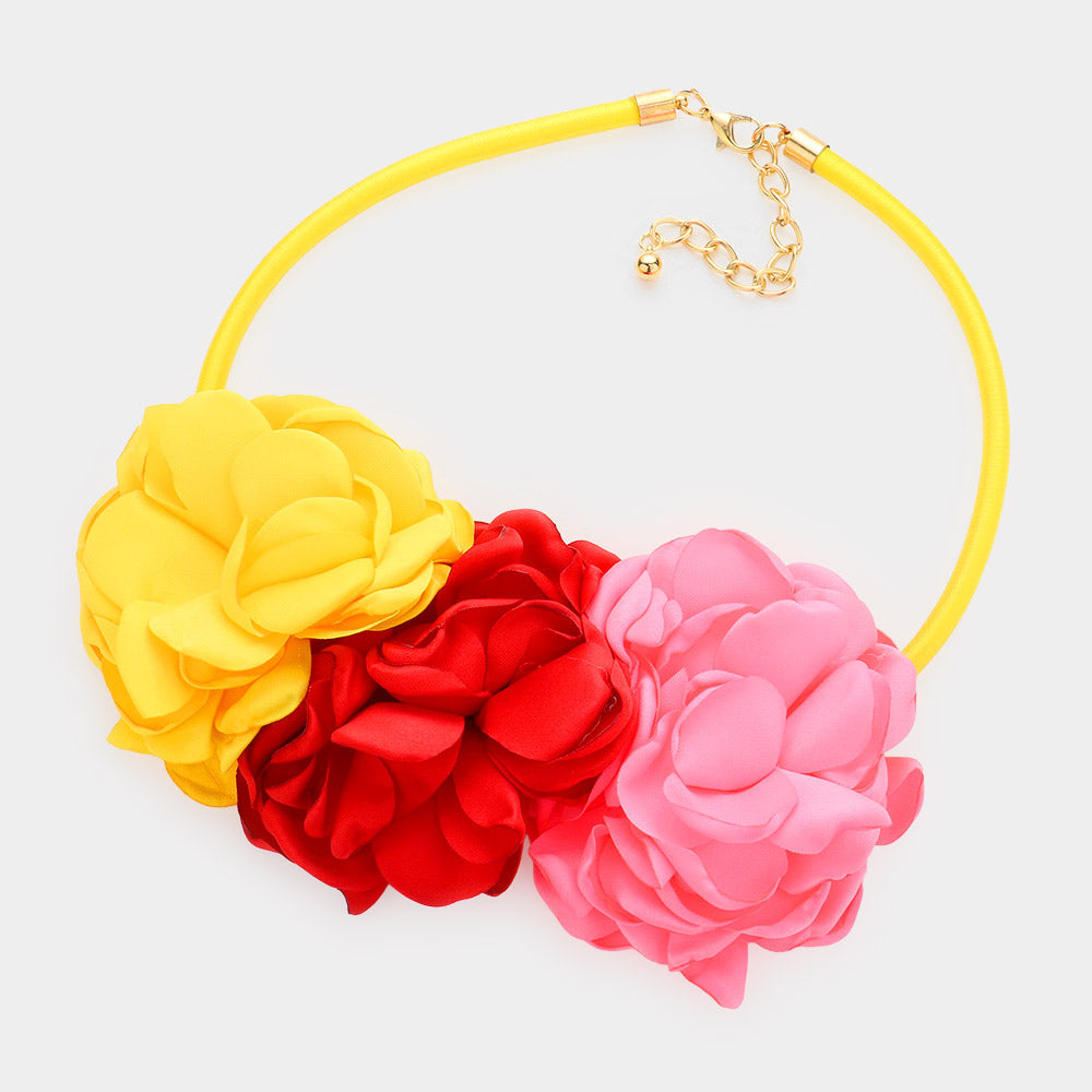 iLLASPARKZ Triple Fabric Flower Necklace