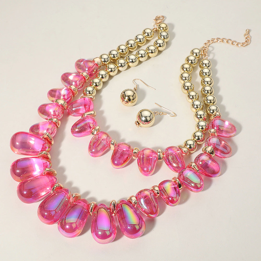 iLLASPARKZ Chunky Beaded Double Layered Statement Necklace