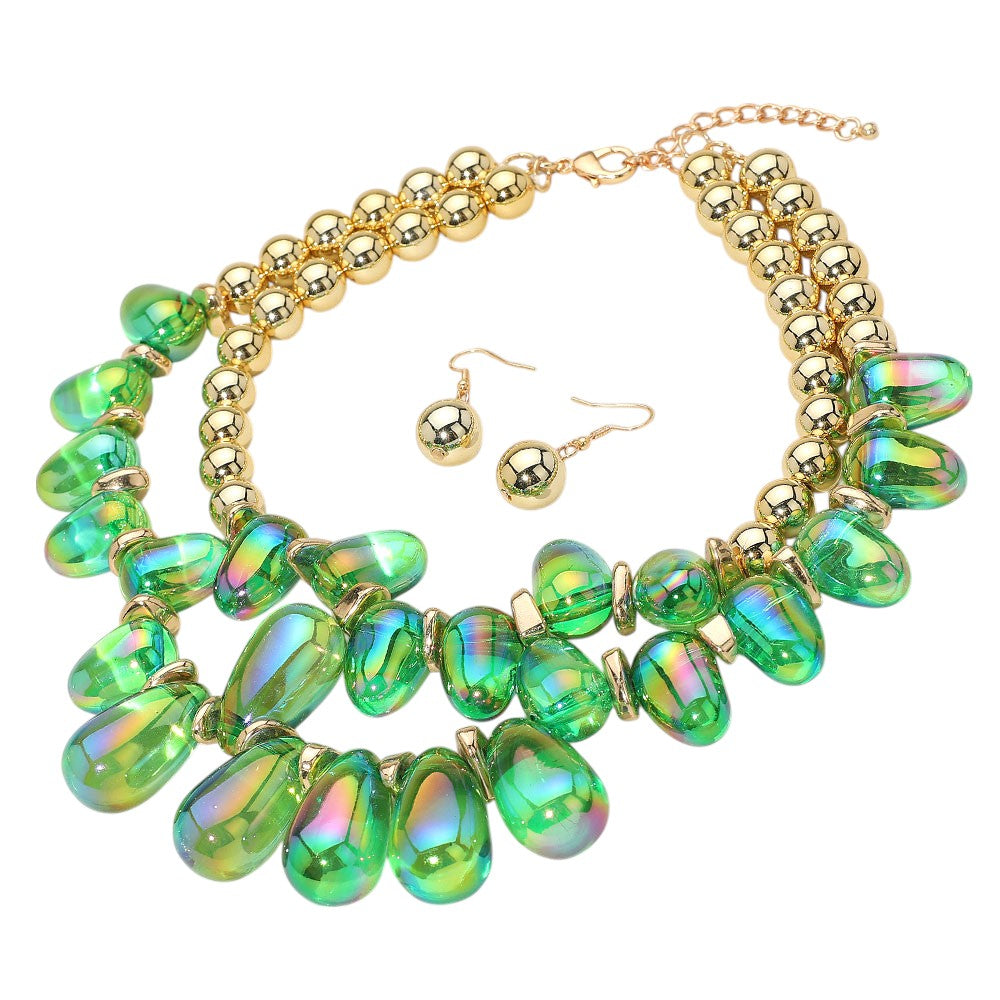 iLLASPARKZ Chunky Beaded Double Layered Statement Necklace