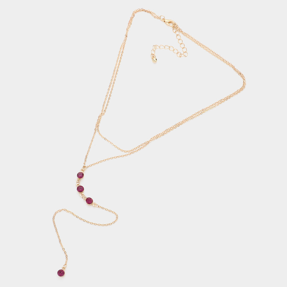 iLLASPARKZ Dropped Round Stone Double Layered Y Necklace