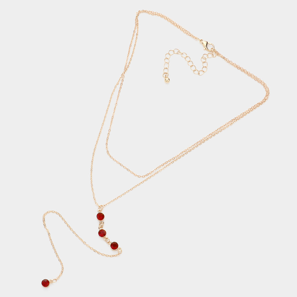 iLLASPARKZ Dropped Round Stone Double Layered Y Necklace