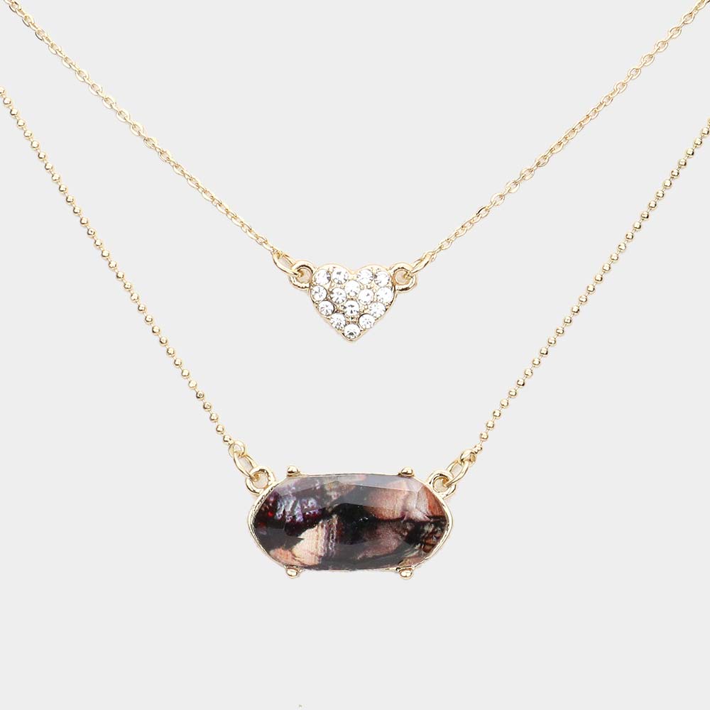 iLLASPARKZ Heart Hexagon Bead Pendant Double Layered Necklace