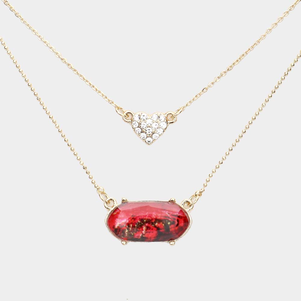 iLLASPARKZ Heart Hexagon Bead Pendant Double Layered Necklace