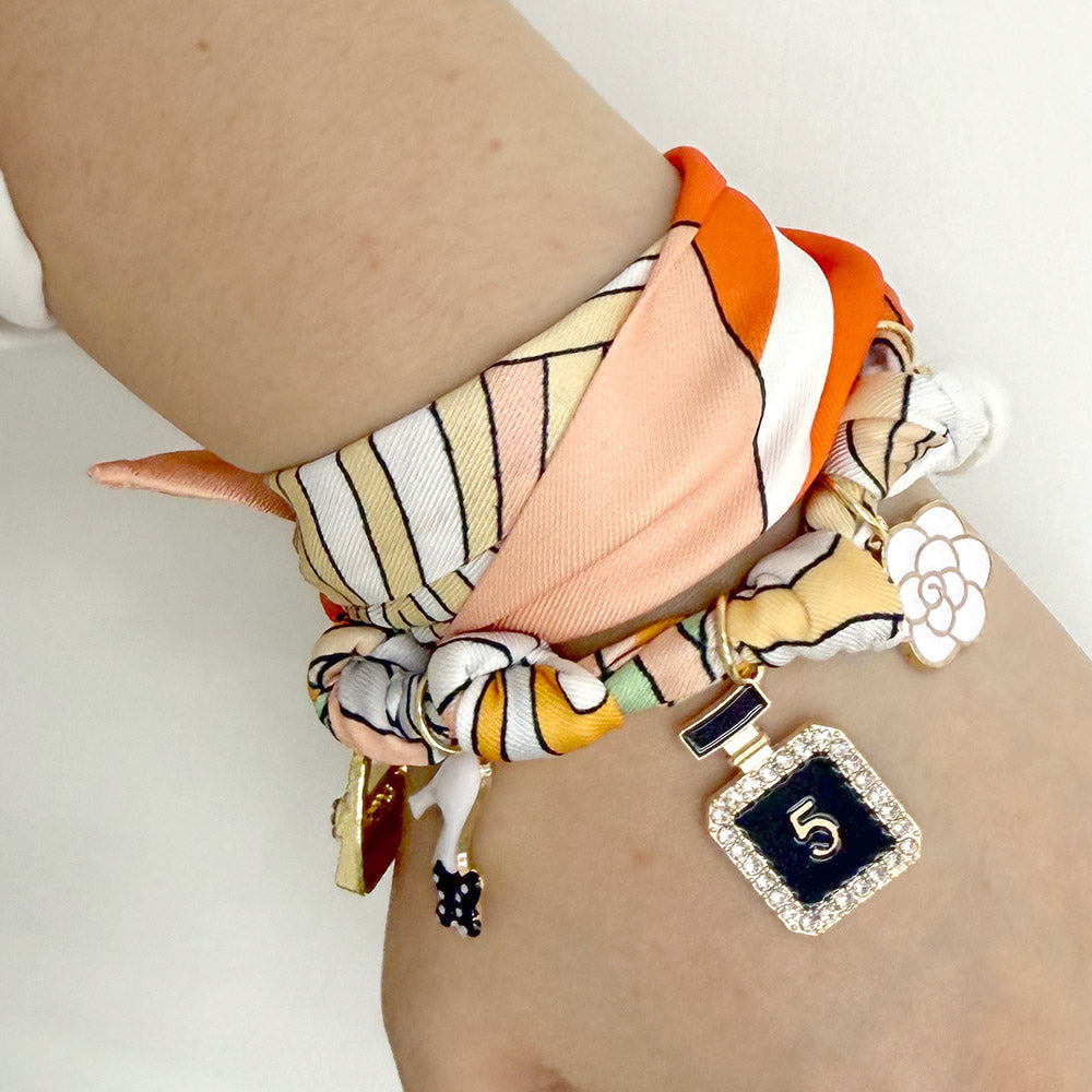 iLLASPARKZ Fashion Item Pearl Charm Station Fabric Scarf Necklace / Adjustable Bracelet / Bag Charm