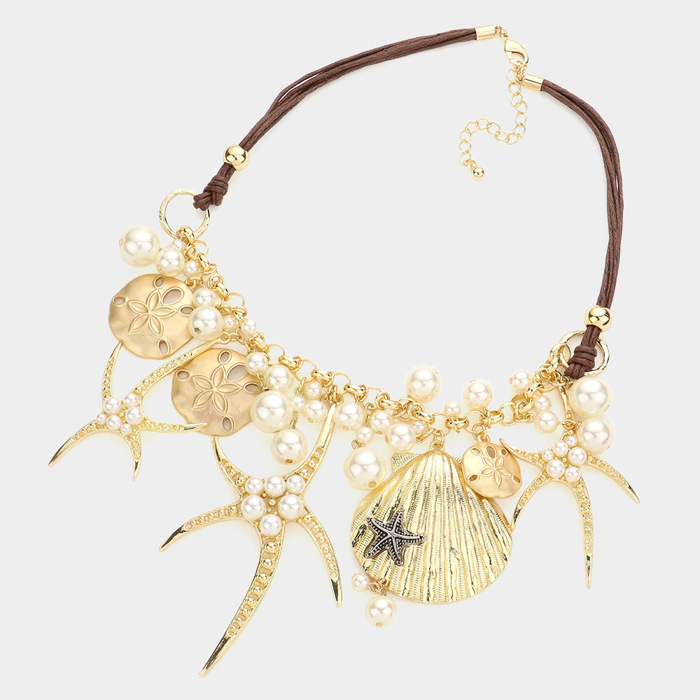 iLLASPARKZ Pearl embellished starfish shell pendant necklace