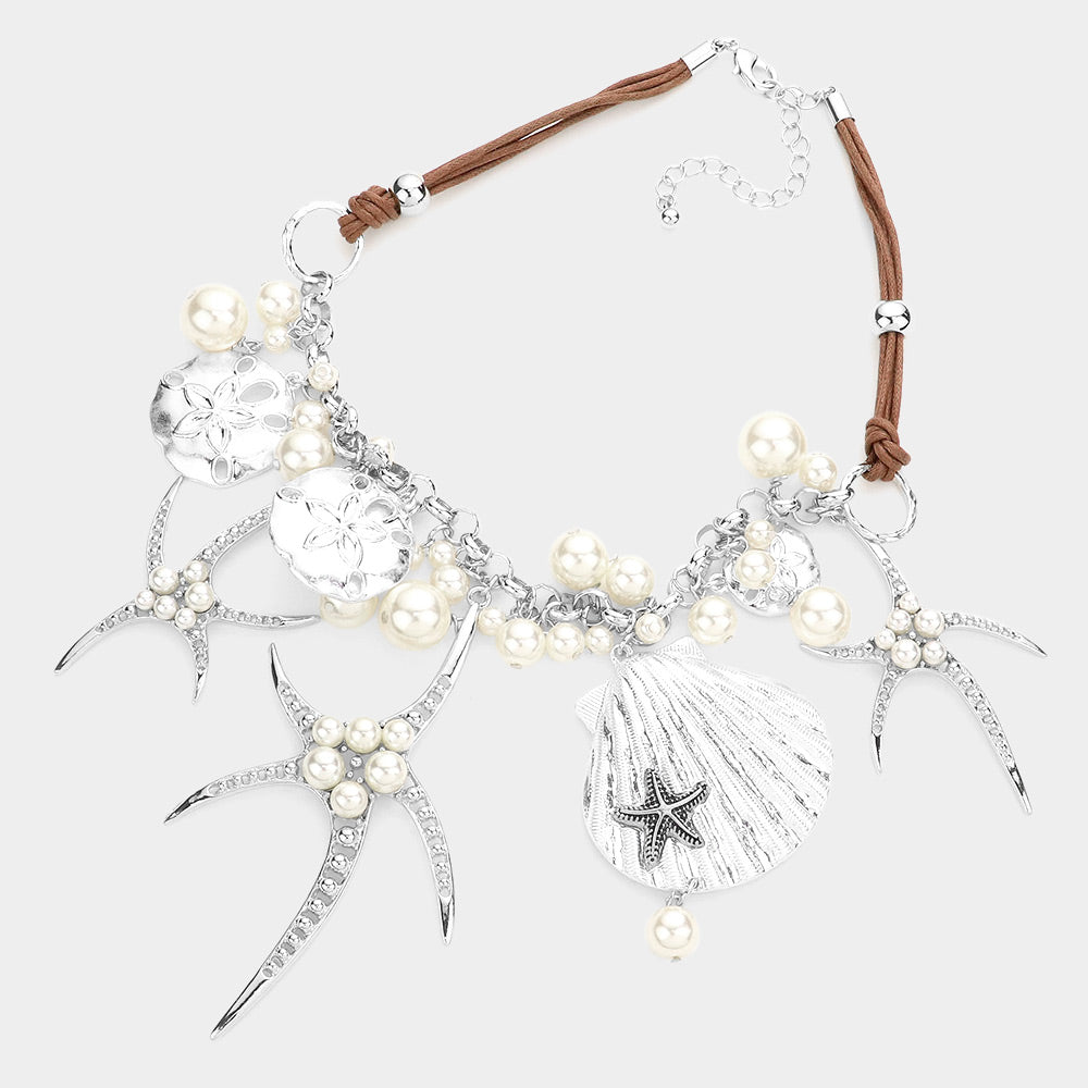 iLLASPARKZ Pearl embellished starfish shell pendant necklace