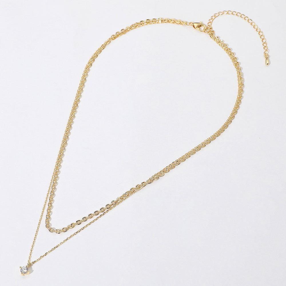 iLLASPARKZ Stone Cluster Pendant Layered Chain Necklace