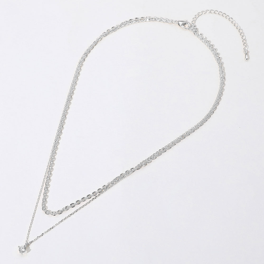 iLLASPARKZ Stone Cluster Pendant Layered Chain Necklace
