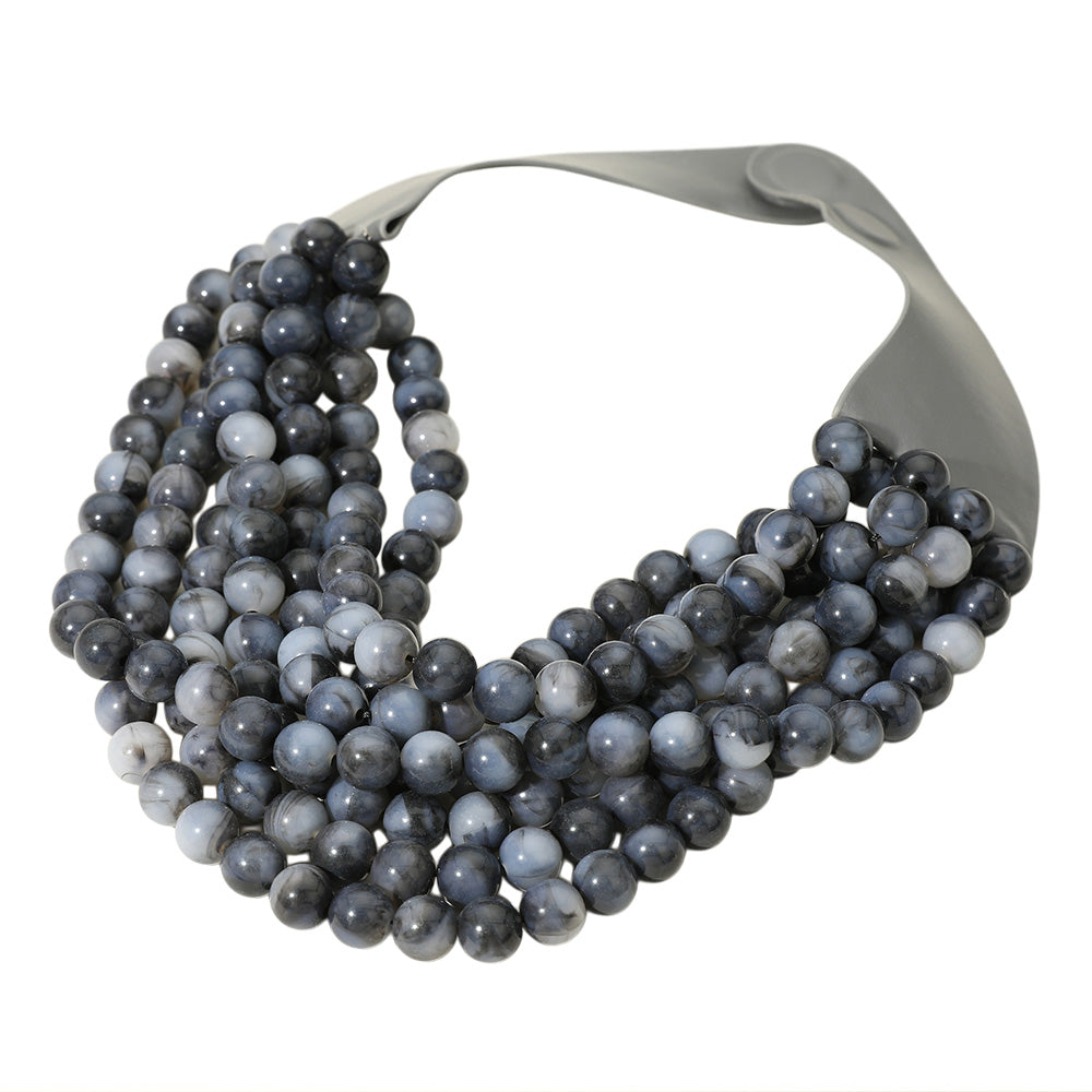 iLLASPARKZ Chunky Acrylic Beaded Multi Layered Faux Leather Magnetic Necklace
