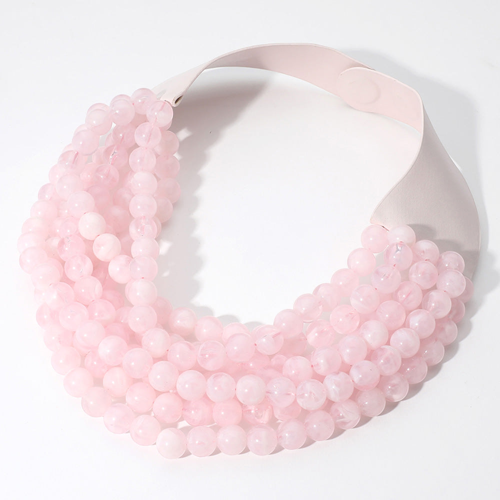 iLLASPARKZ Chunky Acrylic Ball Beaded Multi Layered Faux Leather Magnetic Necklace