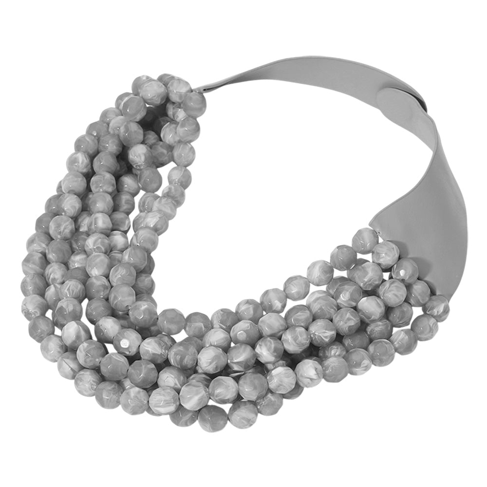 iLLASPARKZ Chunky Acrylic Ball Beaded Multi Layered Faux Leather Magnetic Necklace