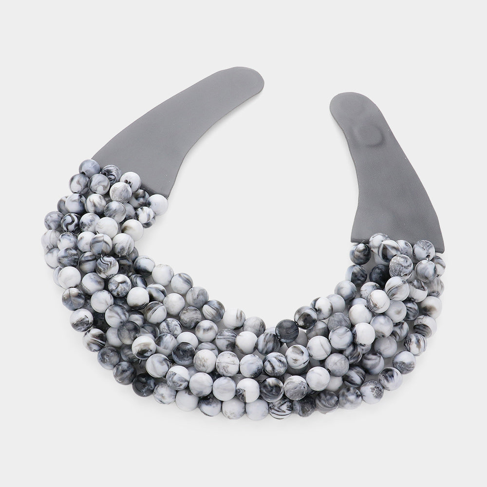 iLLASPARKZ Chunky Acrylic Beaded Multi Layered Faux Leather Magnetic Necklace