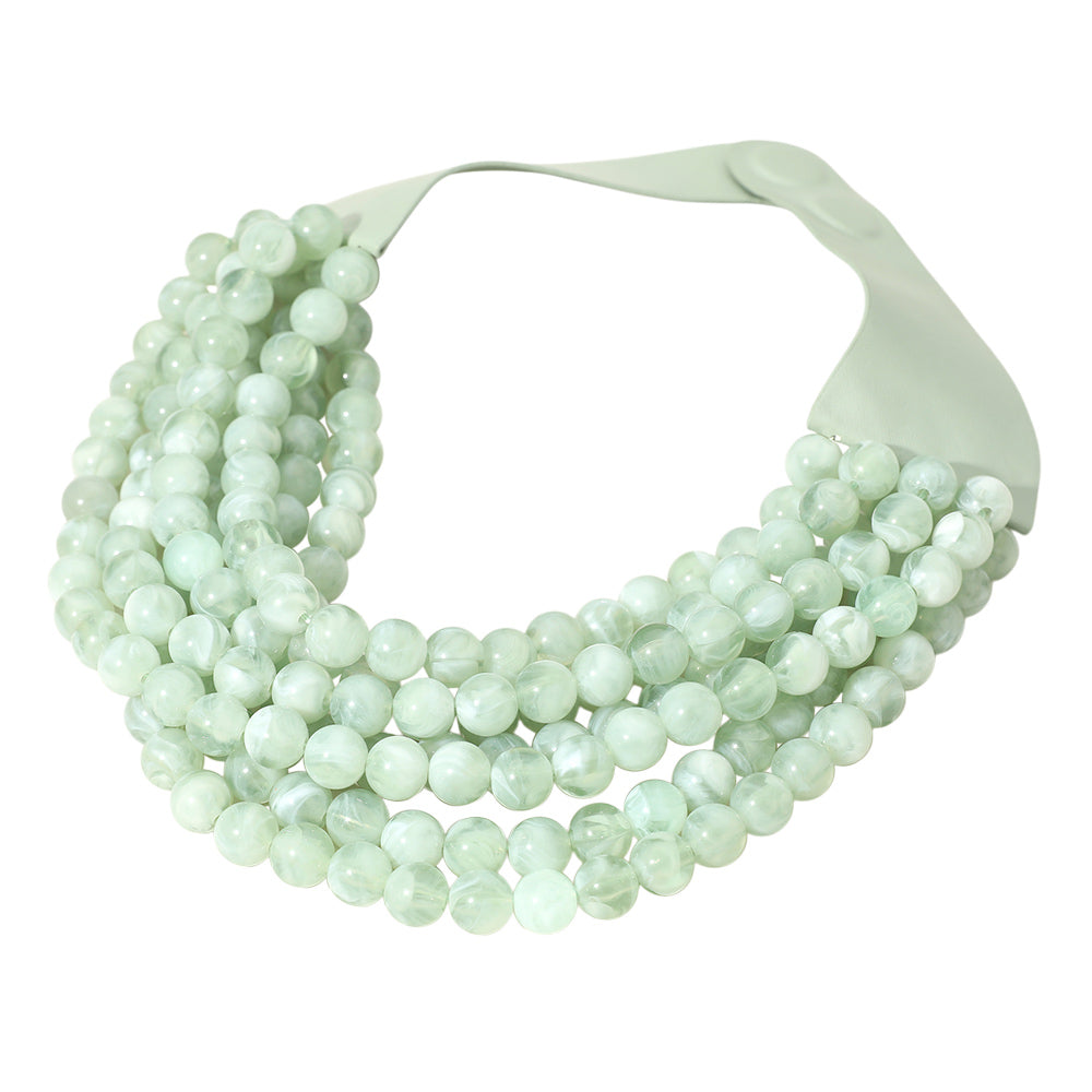 iLLASPARKZ Chunky Acrylic Beaded Multi Layered Faux Leather Magnetic Necklace