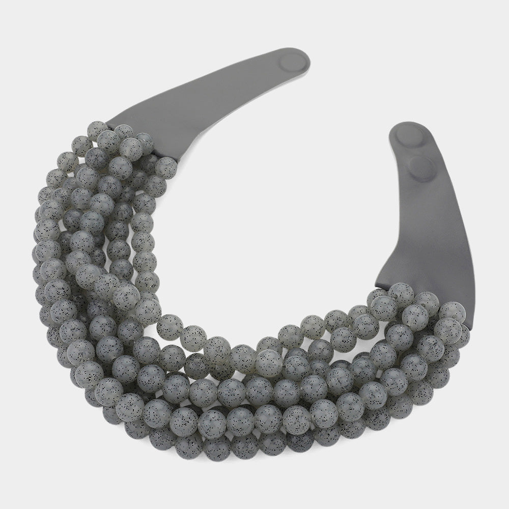 iLLASPARKZ Chunky Acrylic Ball Beaded Multi Layered Faux Leather Magnetic Necklace