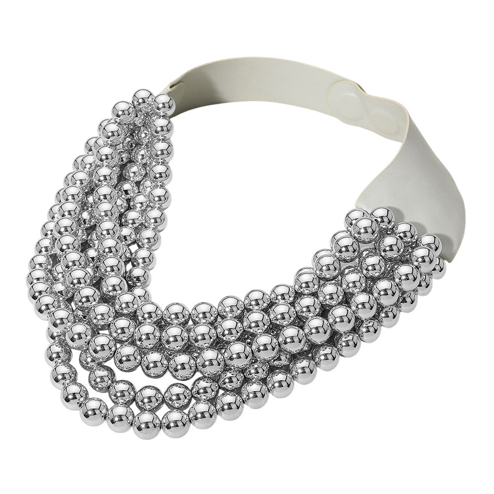 iLLASPARKZ Chunky Acrylic Beaded Multi Layered Faux Leather Magnetic Necklace