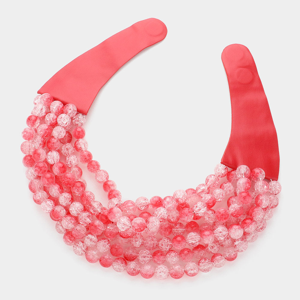 iLLASPARKZ Chunky Acrylic Beaded Multi Layered Faux Leather Magnetic Necklace