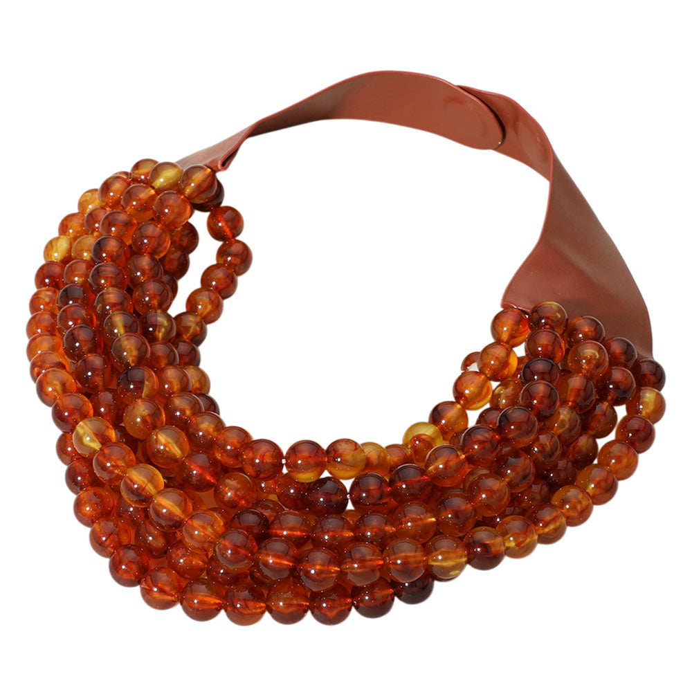 iLLASPARKZ Chunky Acrylic Beaded Multi Layered Faux Leather Magnetic Necklace