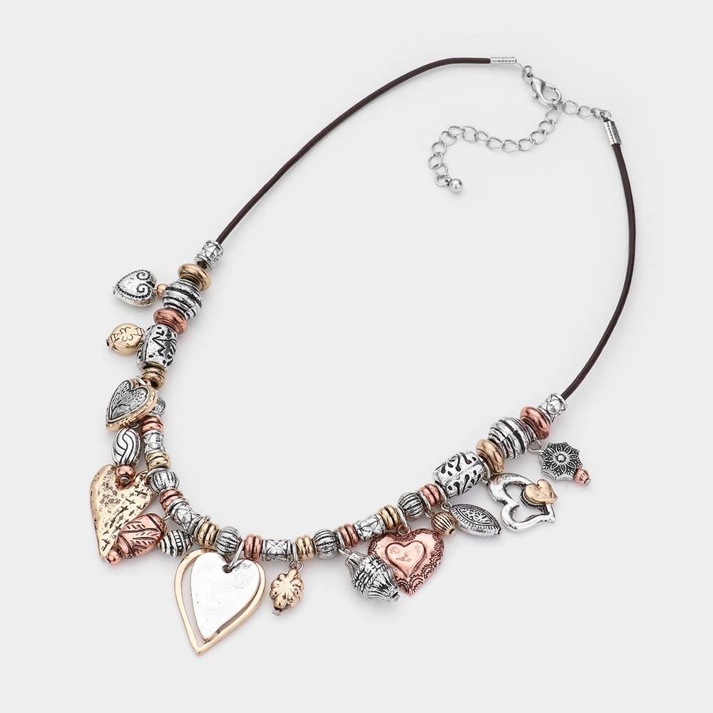 iLLASPARKZ Metal Heart Pendant Cluster Necklace