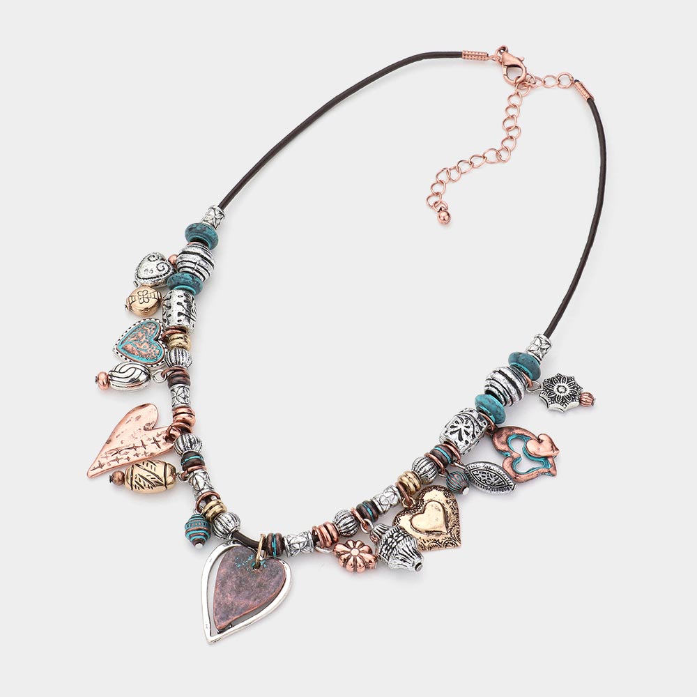 iLLASPARKZ Metal Heart Pendant Cluster Necklace