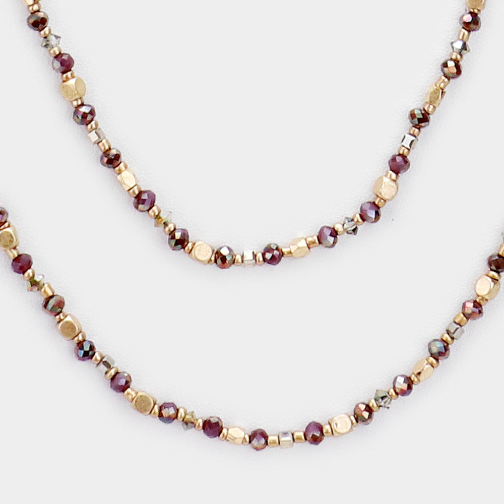 iLLASPARKZ 2 Row Beaded Layered Long Necklace