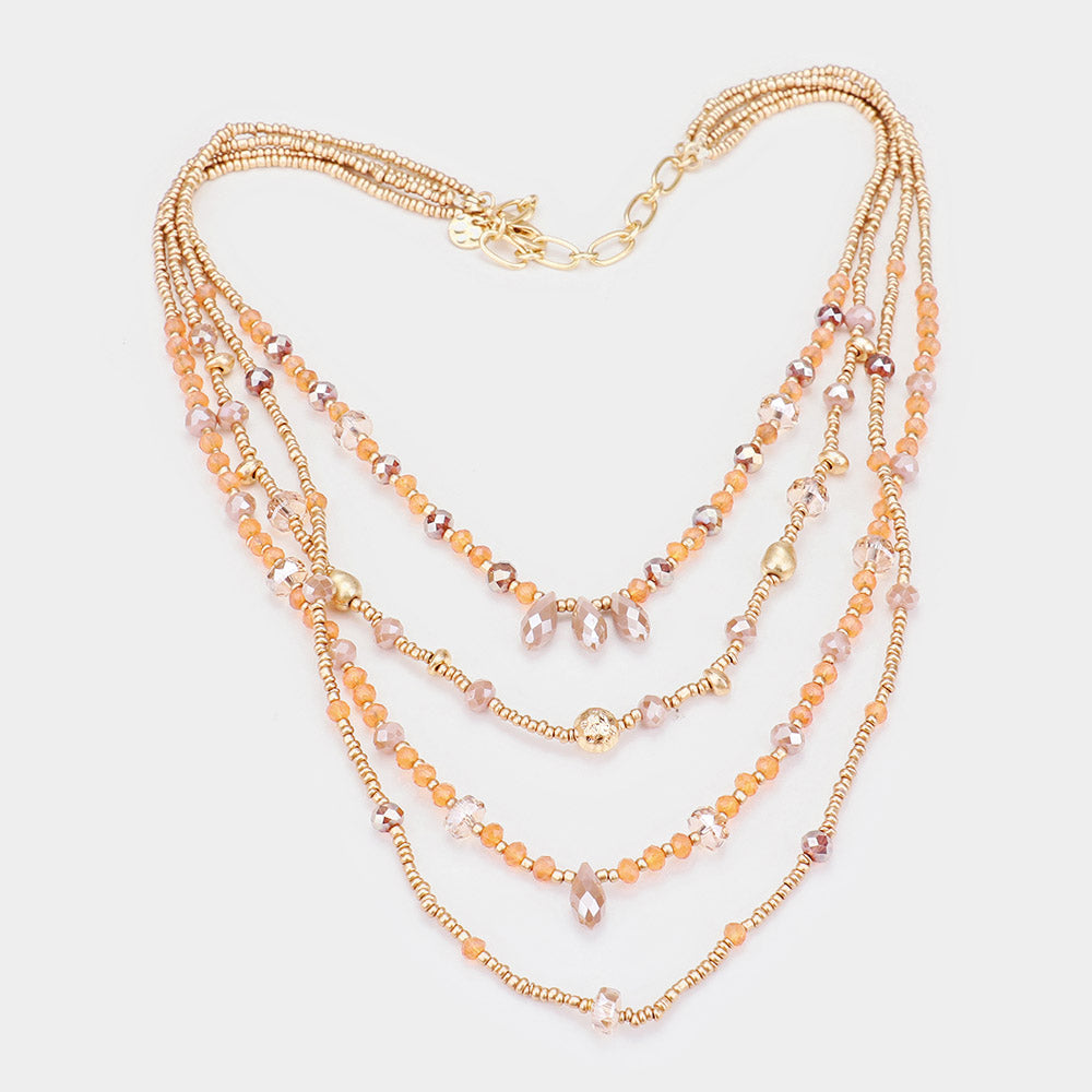 iLLASPARKZ Multi Bead Gold Metal Layered Necklace