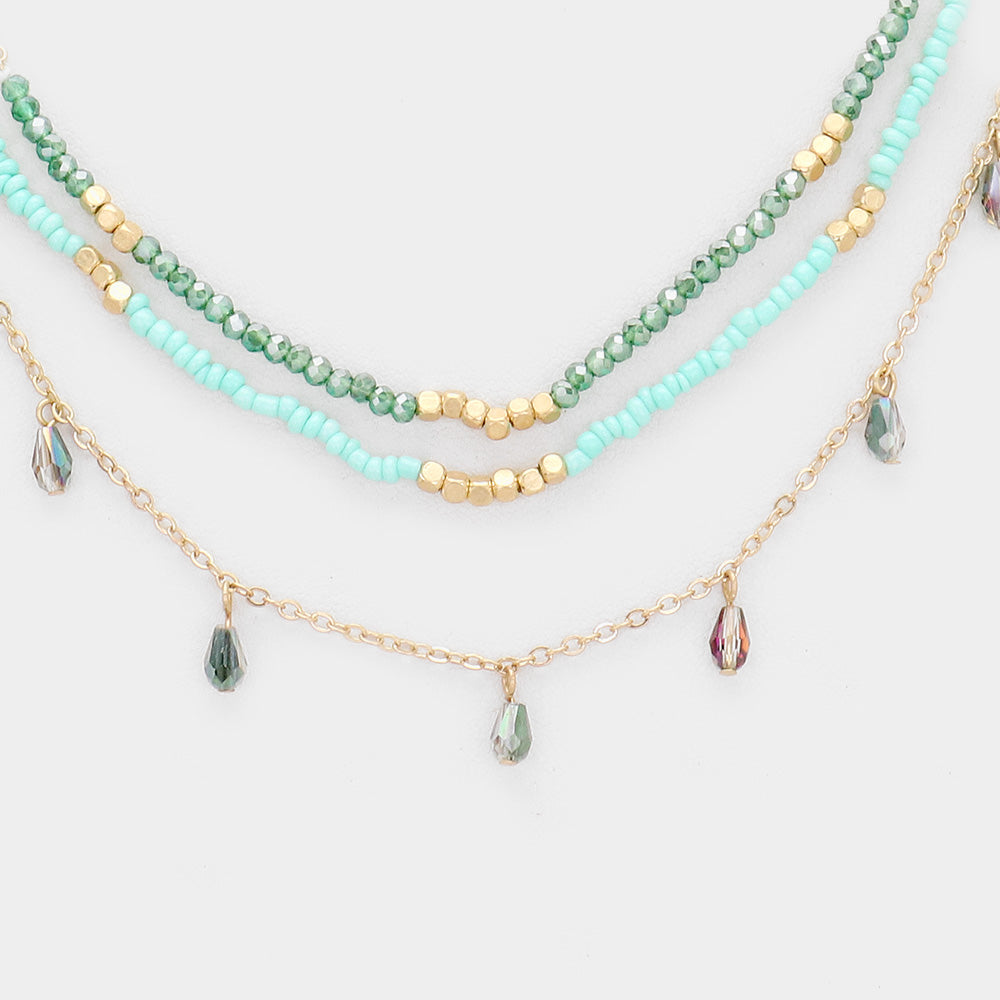 iLLASPARKZ Multi Bead Drop Layered Necklace