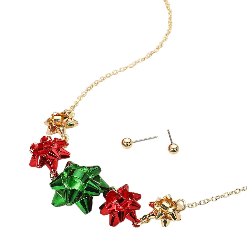 iLLASPARKZ Christmas Gift Bow Link Necklace