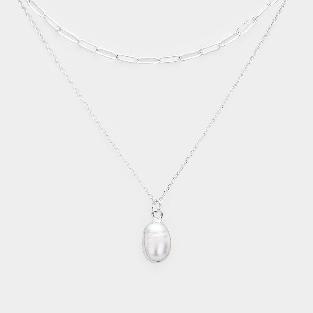 iLLASPARKZ Pearl Pendant Layered Necklace