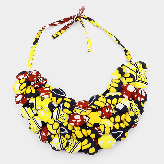 iLLASPARKZ Fabric Covered Button Cluster Collar Statement Necklace
