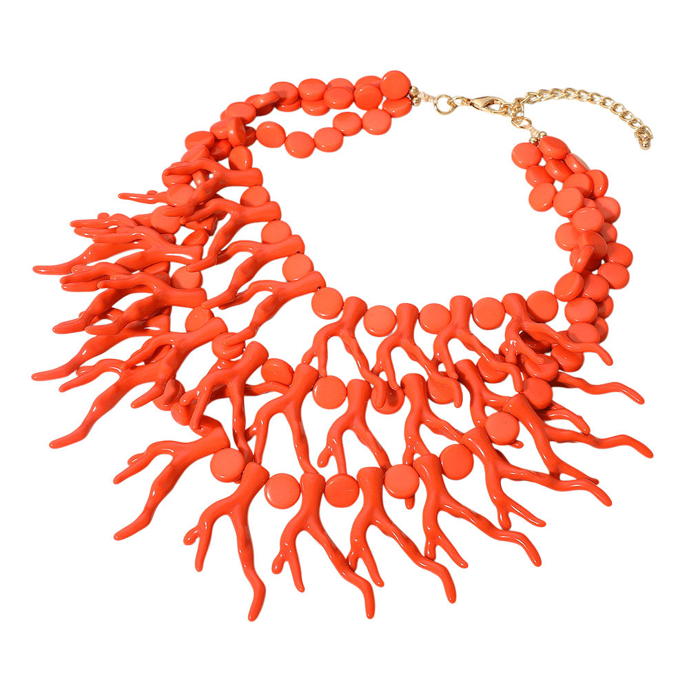 iLLASPARKZ Bold Layered Coral Statement Necklace