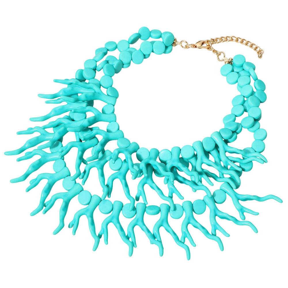 iLLASPARKZ Bold Layered Coral Statement Necklace