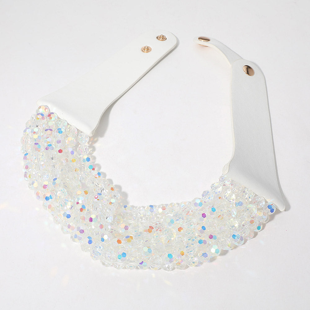 iLLASPARKZ Chunky Acrylic Beaded Multi Layered Faux Leather Necklace