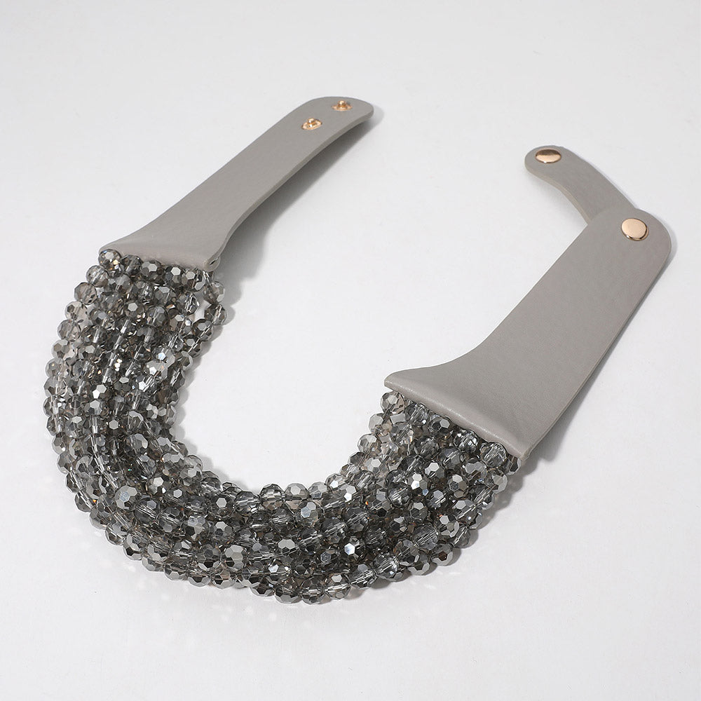 iLLASPARKZ Chunky Acrylic Beaded Multi Layered Faux Leather Necklace