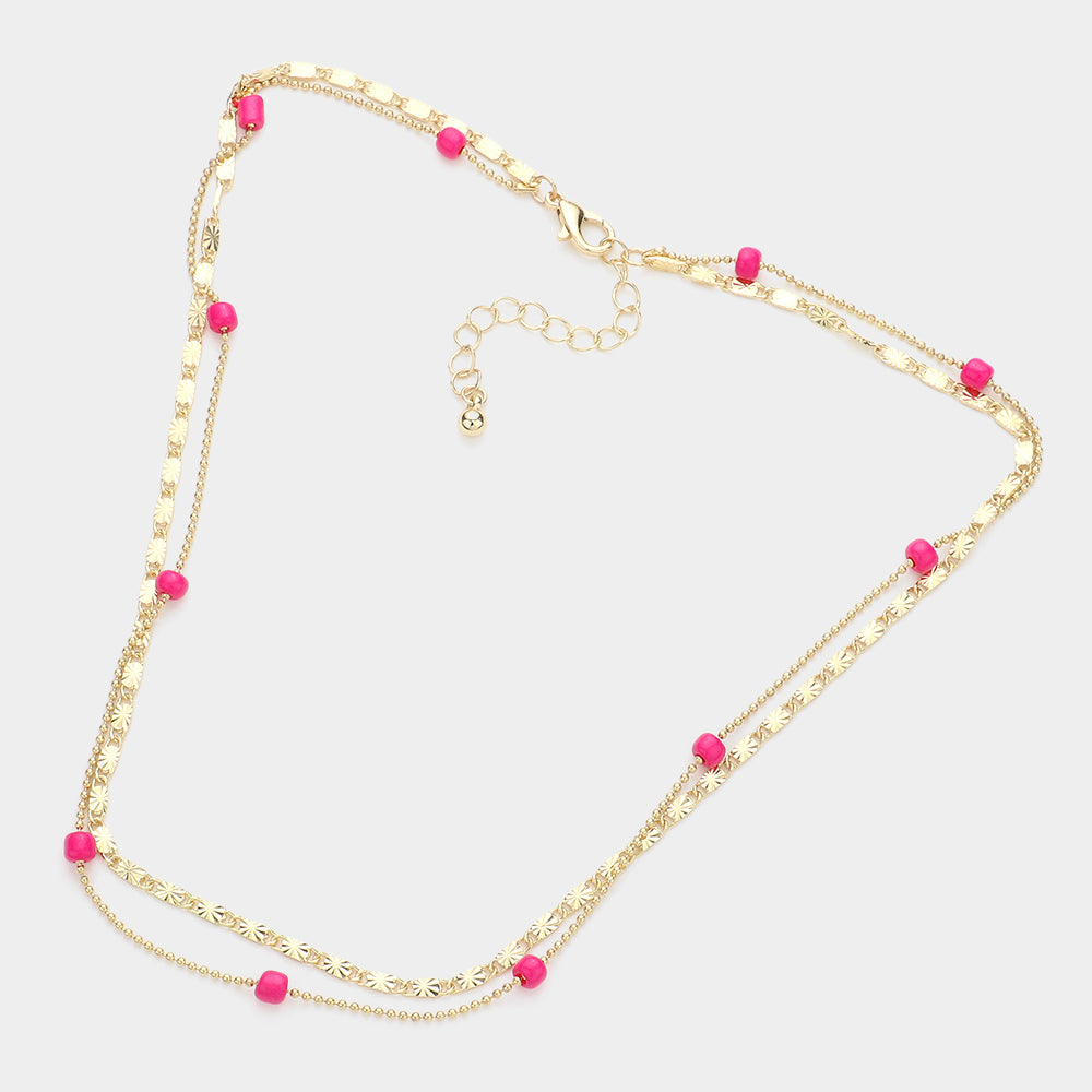 iLLASPARKZ Bead Station Double Layered Necklace