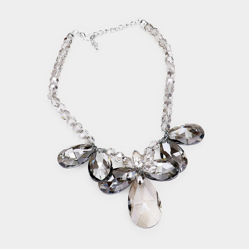 iLLASPARKZ Glass Crystal Floral Collar Bead Necklace