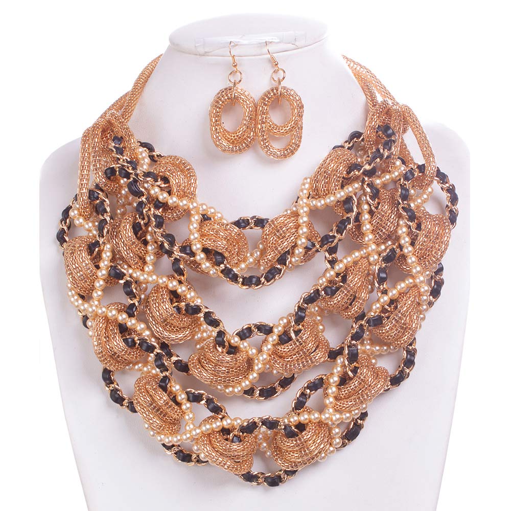 iLLASPARKZ Pearl Knot Chunky Bib Necklace