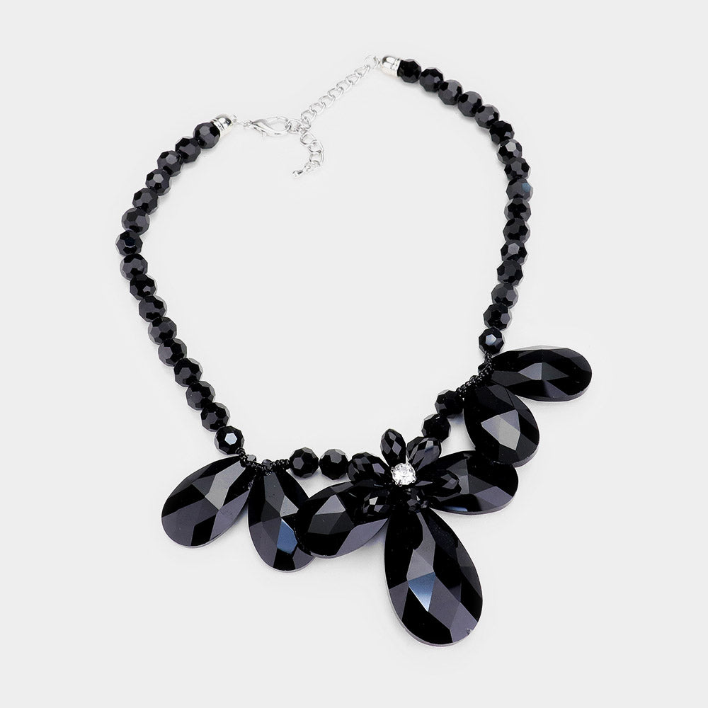 iLLASPARKZ Glass Crystal Floral Collar Bead Necklace