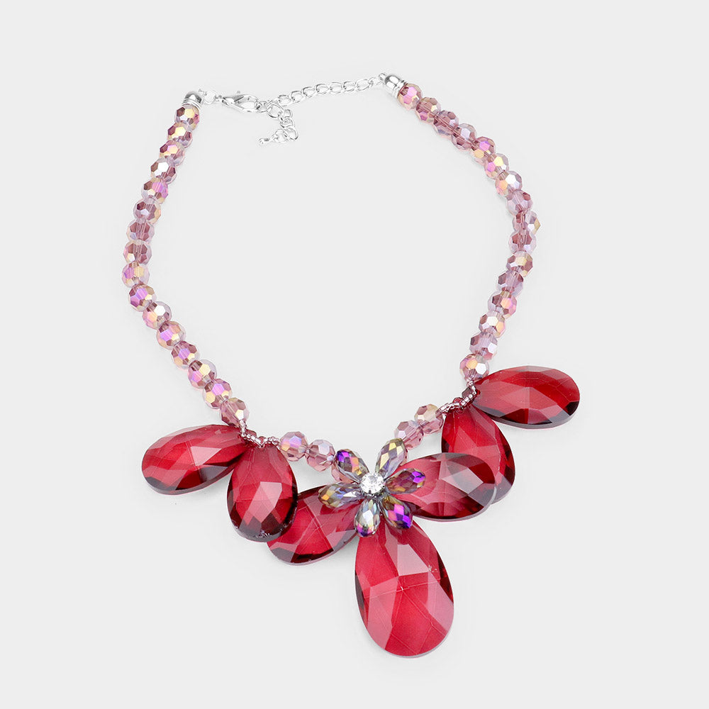 iLLASPARKZ Glass Crystal Floral Collar Bead Necklace