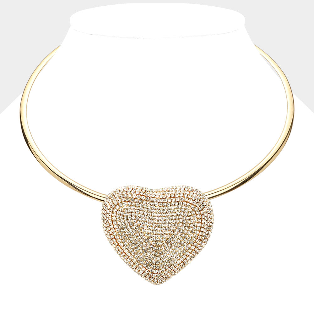 iLLASPARKZ Rhinestone Paved Heart Pendant Necklace