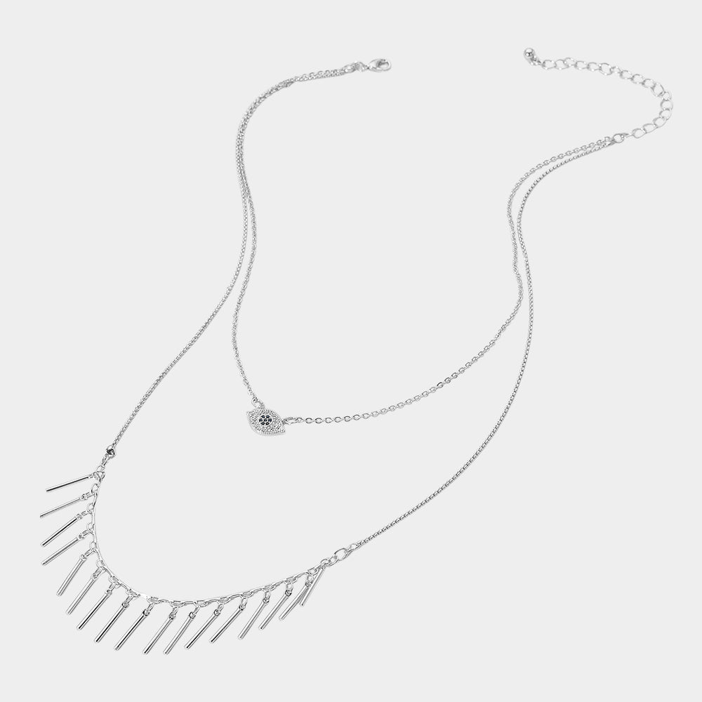 iLLASPARKZ Secret Box_Evil Eye Pointed Metal Bar Cluster Double Layered Necklace