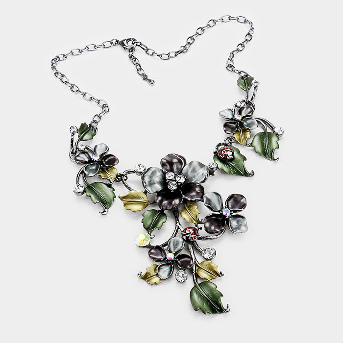iLLASPARKZ Multi Colored Metal Flower Leaf Bib Necklace