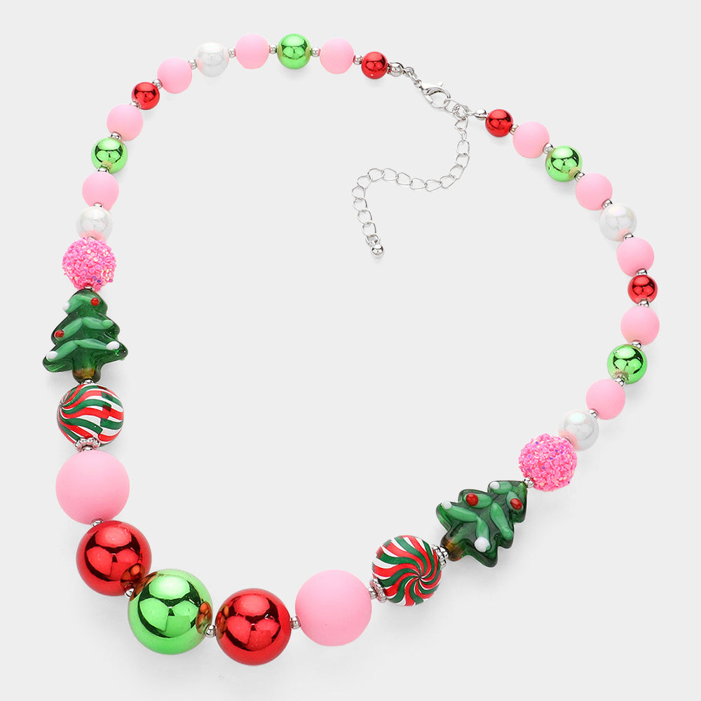 iLLASPARKZ Christmas Tree Candy Pointed Ornament Beaded Necklace