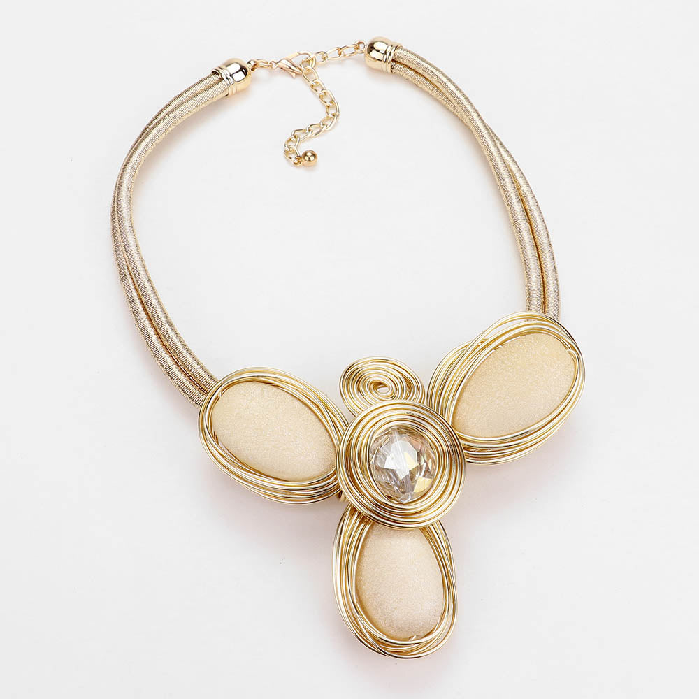 iLLASPARKZ Wire Coiled Flower Collar Necklace