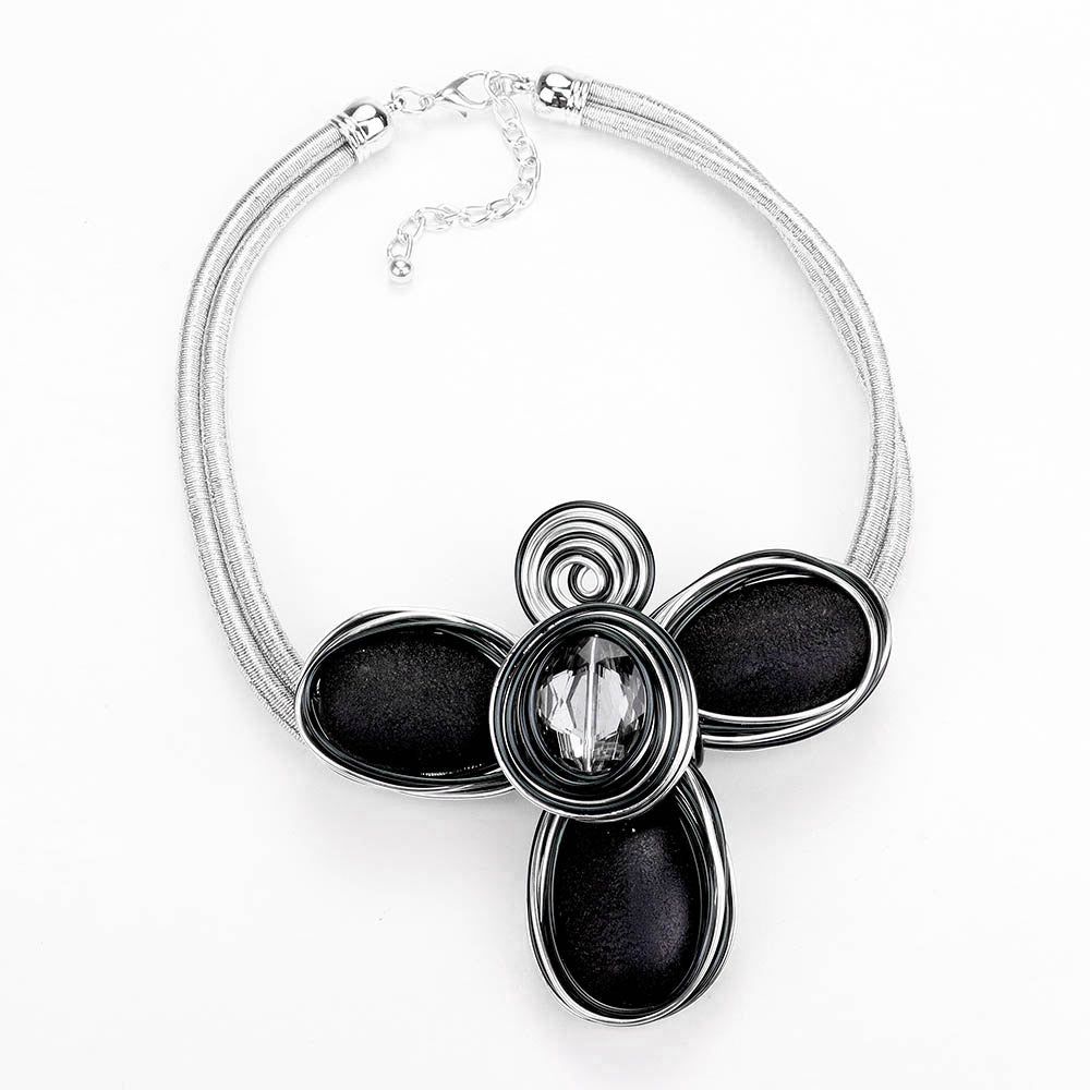 iLLASPARKZ Wire Coiled Flower Collar Necklace