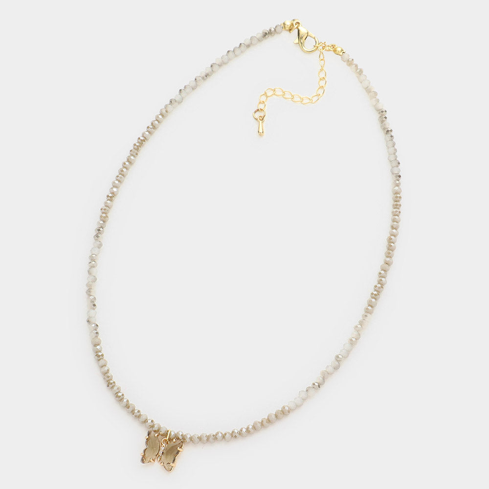 iLLASPARKZ Butterfly Pendant Faceted Beaded Necklace