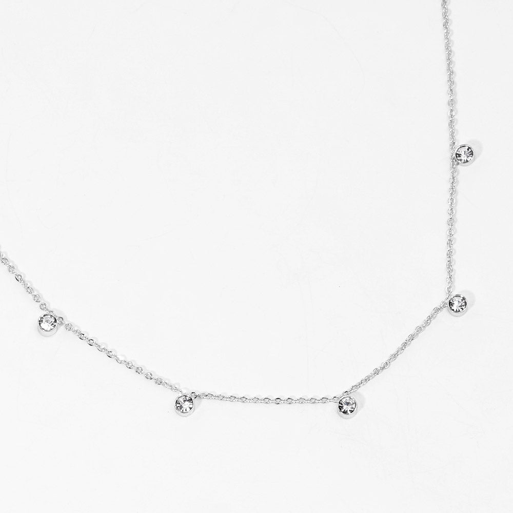 iLLASPARKZ White Gold Dipped Round Stone Station Necklace